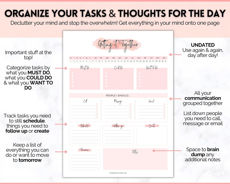 EDITABLE Brain Dump Template BUNDLE, to Do List Printable, ADHD Daily ...