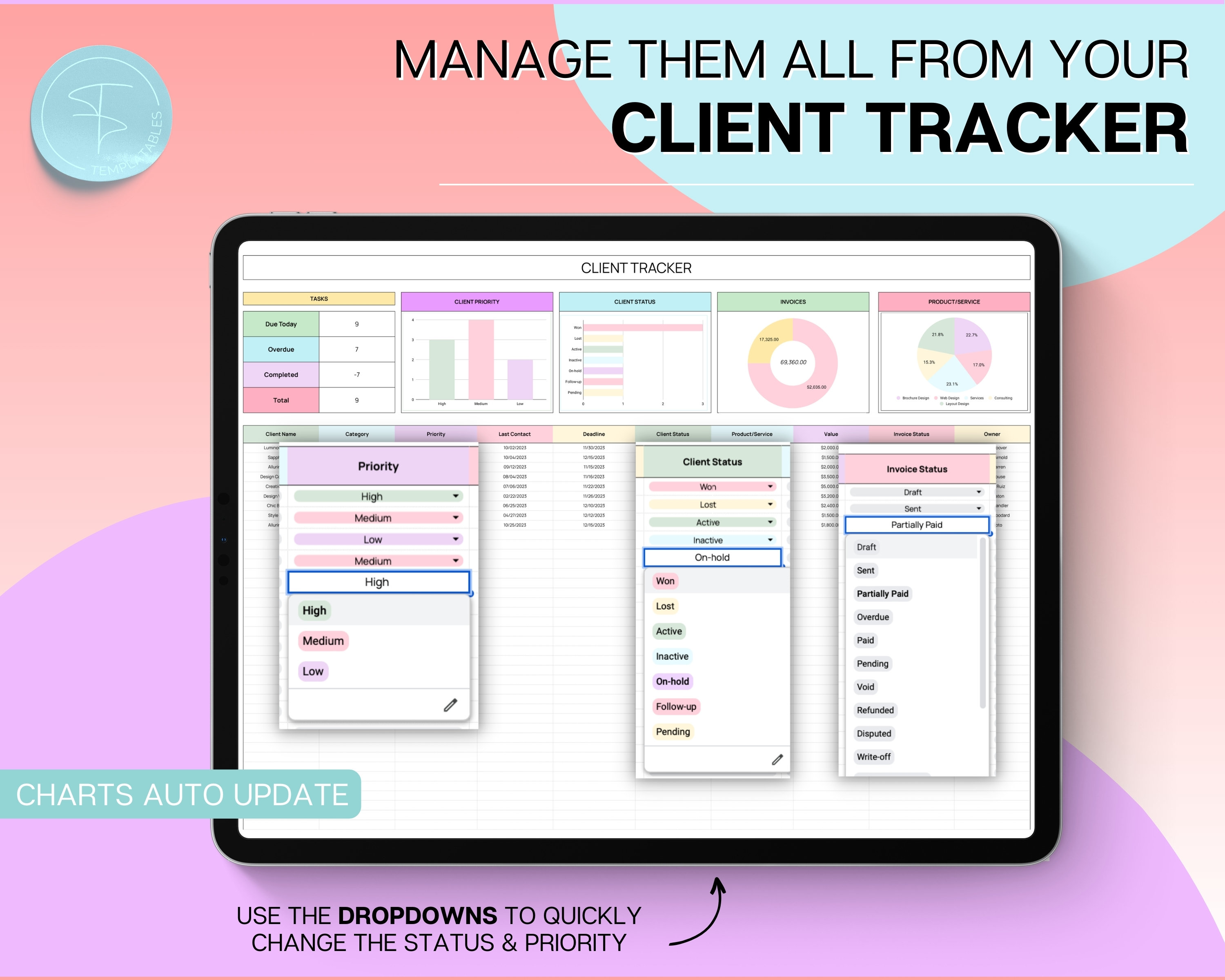Client Tracker Spreadsheet, CRM Tracker, Small Business Owner, Lead ...