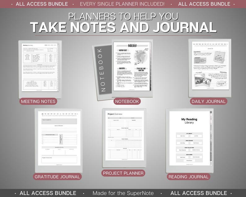 Supernote | ALL ACCESS template pack | 2026 Daily Planner, Digital To Do List, Meeting Minutes, Journal & Notebook, Calendar, a5x, a6x image 9