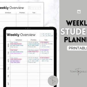 College Student Weekly Planner, Printable Weekly Schedule, College ...