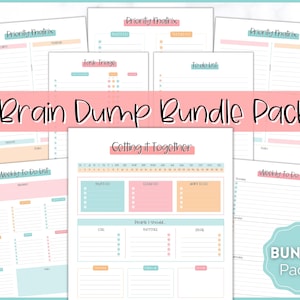 Brain Dump Printable BUNDLE, To Do List, ADHD Planner, Daily Template, Productivity, Priority Matrix, Work Day, Task Thoughts Organizer PDF
