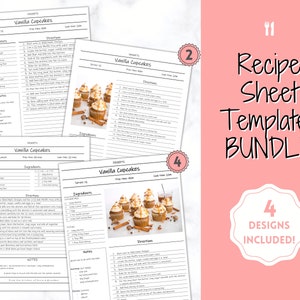 EDITABLE Recipe Book template, Recipe Sheet Template, Recipe Cards, Minimal Recipe Binder, 8.5x11 Printable Farmhouse, Food Planner Journal