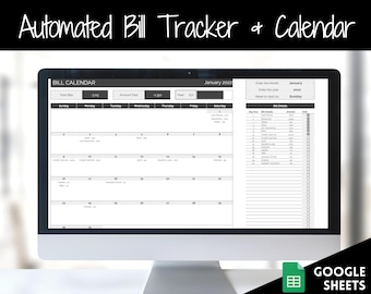 Bill Payment Calendar, Google SHEETS Spreadsheet, Automated Monthly Bill Tracker,  Budget Expense, Finance Template, Bills Checklist, Annual