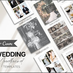 Plantilla de tablero de estado de ánimo de boda, tablero de visión de boda editable, tablero de visión digital, plantilla de boda, carpeta de bodas, lista de verificación, tema, Canva