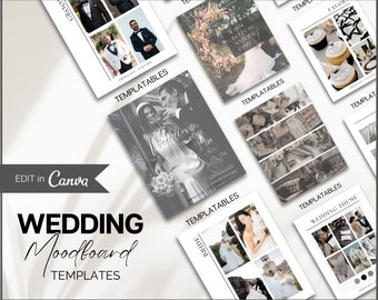Wedding Mood Board Template, Editable Wedding Vision Board, Digital Vision board, Wedding Template, Wedding Binder, Checklist, Theme, Canva