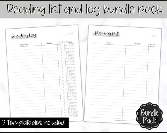 Reading LIST Printable Kids Reading Log Summer Reading - Etsy