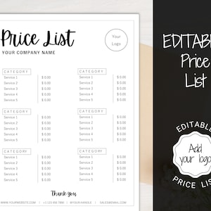 Hair PRICE LIST Template Editable. Printable Price Sheet, Price Guide, Salon, Hairdresser, Beauty, Pink Watercolor, Custom Menu, Pricing
