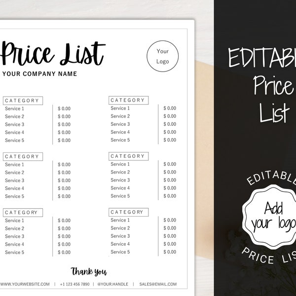 Hair PRICE LIST Template Editable. Printable Price Sheet, Price Guide, Salon, Hairdresser, Beauty, Pink Watercolor, Custom Menu, Pricing