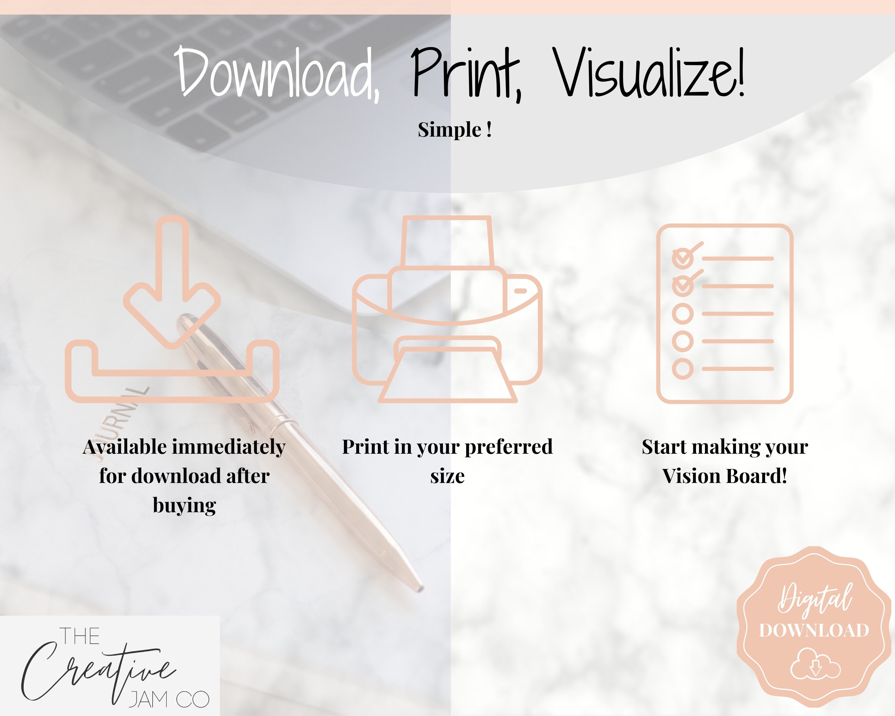 vision board printables goal planner affirmation etsy