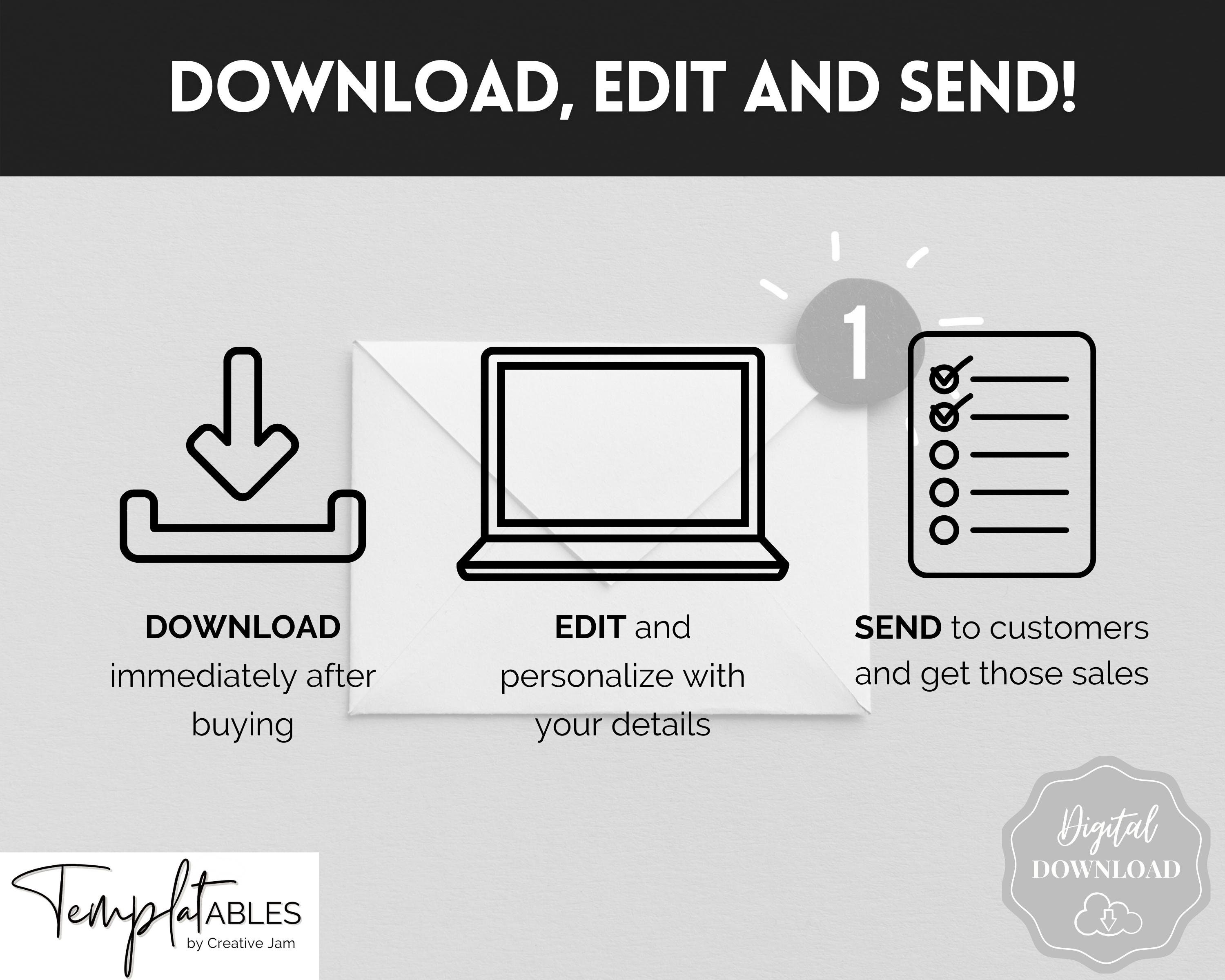 Receipt Editable Mini EDITABLE Receipt Template, Receipt Form, Small Business, Invoice Order ...