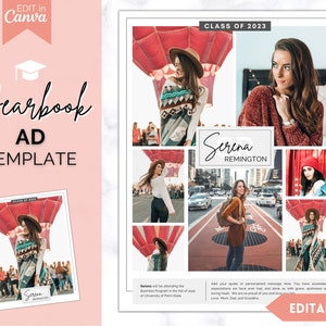 Plantilla de anuncio del anuario, graduación de la escuela superior y secundaria, anuncio de graduación, anuario escolar, página completa, tarjeta fotográfica, anuncio del anuario, tributo 2024