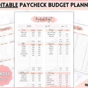 EDITABLE Paycheck Budget Planner, Budget by Paycheck Template, PDF Printable Budget Tracker, Finance Planner, Zero Based Budget Sheet Binder