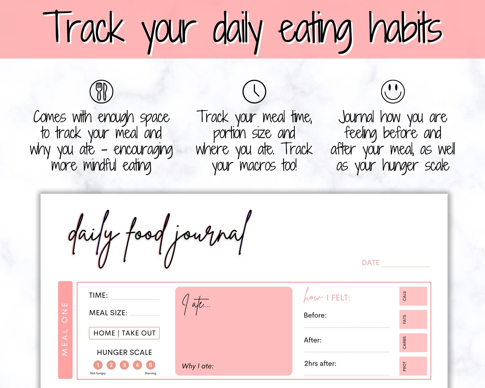 Daily Food Diary Printable, Colorful Food Journal, Diet & Nutrition Log ...