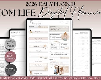 2026 Mom Life Digital Planner, MOM Digital Planner, Busy Mom, GoodNotes, iPad, Digital Life Planner, FREE stickers & Covers, Stay at home