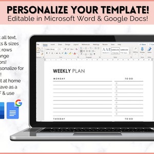 EDITABLE Weekly Schedule Weekly Planner to Do List - Etsy