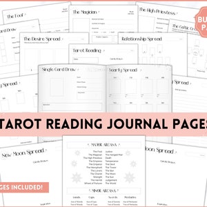 Tarot Journal, 100+ Seiten druckbares Tarot Planer Arbeitsbuch, tägliches Kartenlesen, Tarot Spreads, Tarot Deck Notizbuch, Hexe, Grimoire, Orakel