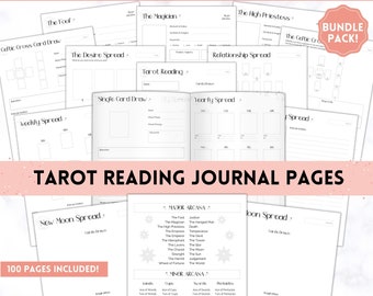 Tarot Journal, 100+ Pg Printable Tarot Planner Workbook, Daily Card Reading, Tarot Spreads, Tarot Deck Notebook, Witch, Grimoire, Oracle