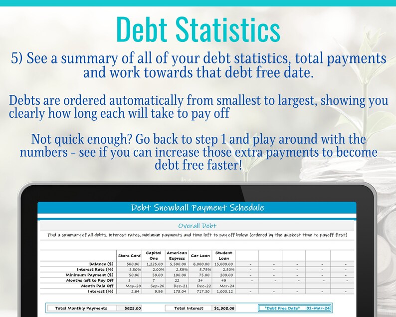 Dave Ramsey Debt Snowball Calculator 20 Debts Excel Budget Etsy