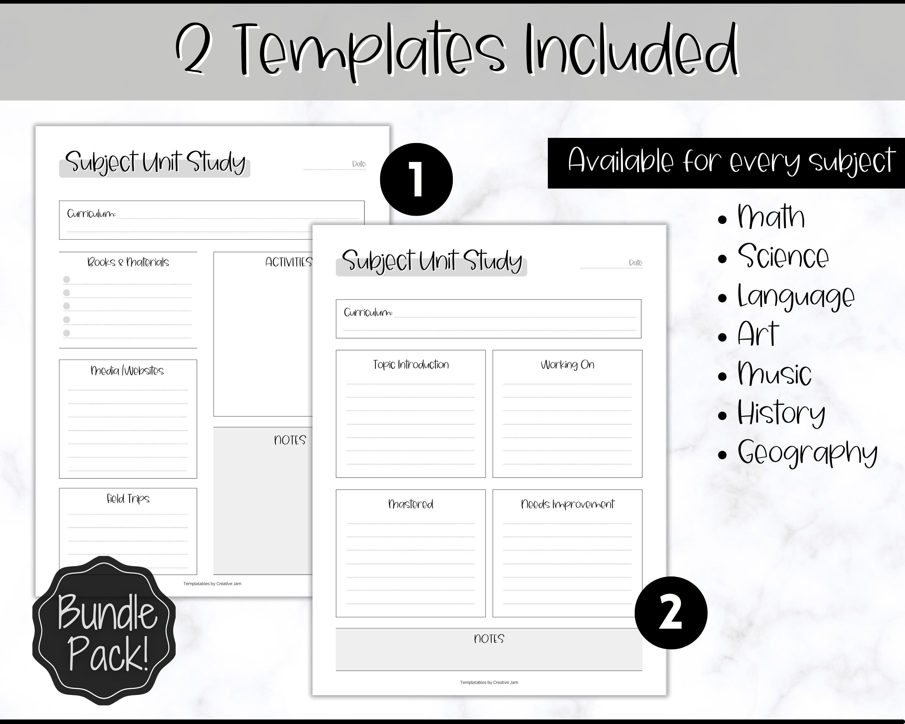 Unit Study Planner, Printable Homeschool Planner Template, Home School ...