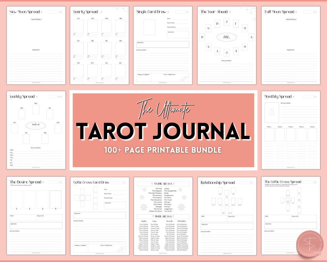 Printable Tarot Journal  6 Card Spread – Plan Print Land