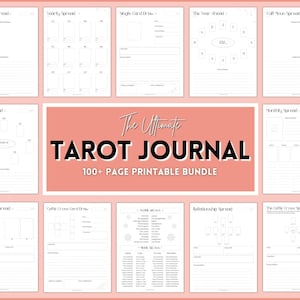 Diario dei tarocchi, quaderno di esercizi per la pianificazione dei tarocchi stampabile da 100+ pagine, lettura quotidiana delle carte, spread dei tarocchi, taccuino del mazzo dei tarocchi, strega, grimorio, oracolo