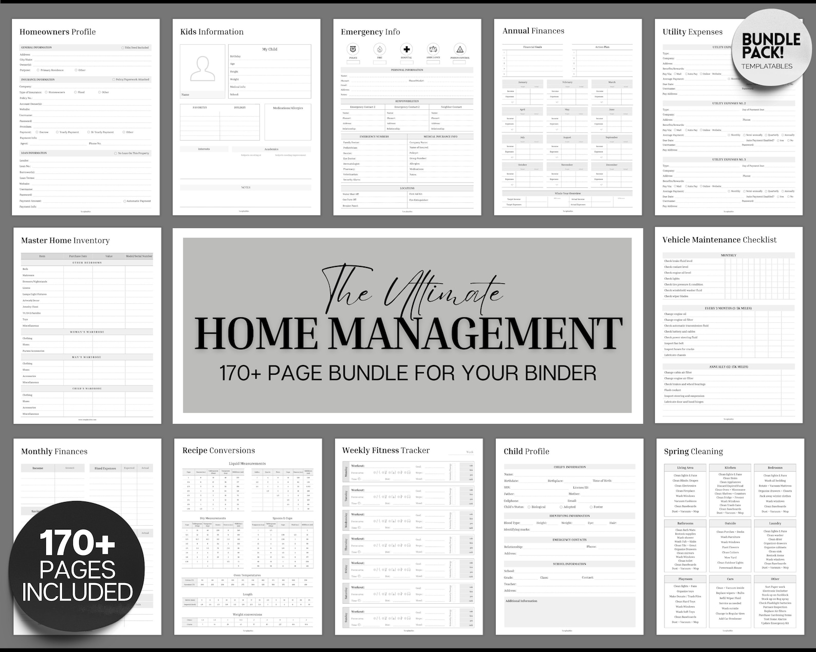 The ULTIMATE Home Management Binder Bundle! 170pg Household Planner ...