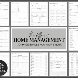 The ULTIMATE Home Management Binder Bundle! 170pg Household Planner, Cleaning, Emergency, Budget, Meal planners & checklists, Life Binder