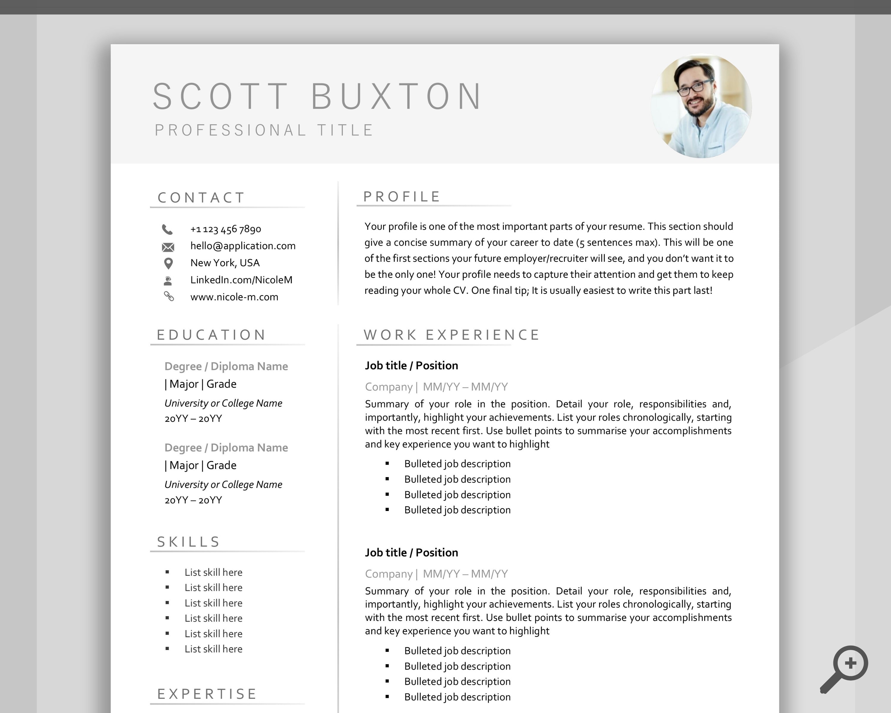 CV TEMPLATE Resume Word Professional Resume Template Etsy UK