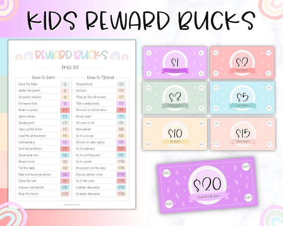 EDITABLE Kids Reward Bucks, Mom Bucks, Kids Reward Coupons, Chore Chart for  Kids, Kids Play Money, Reward System, Printable Play Money - Etsy
