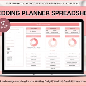 Hochzeitsplanungstabelle, Hochzeitsplaner, Hochzeits-Checkliste, Gästeliste, Google Sheets, Terminplaner, PINK Bridal Planner, Timeline