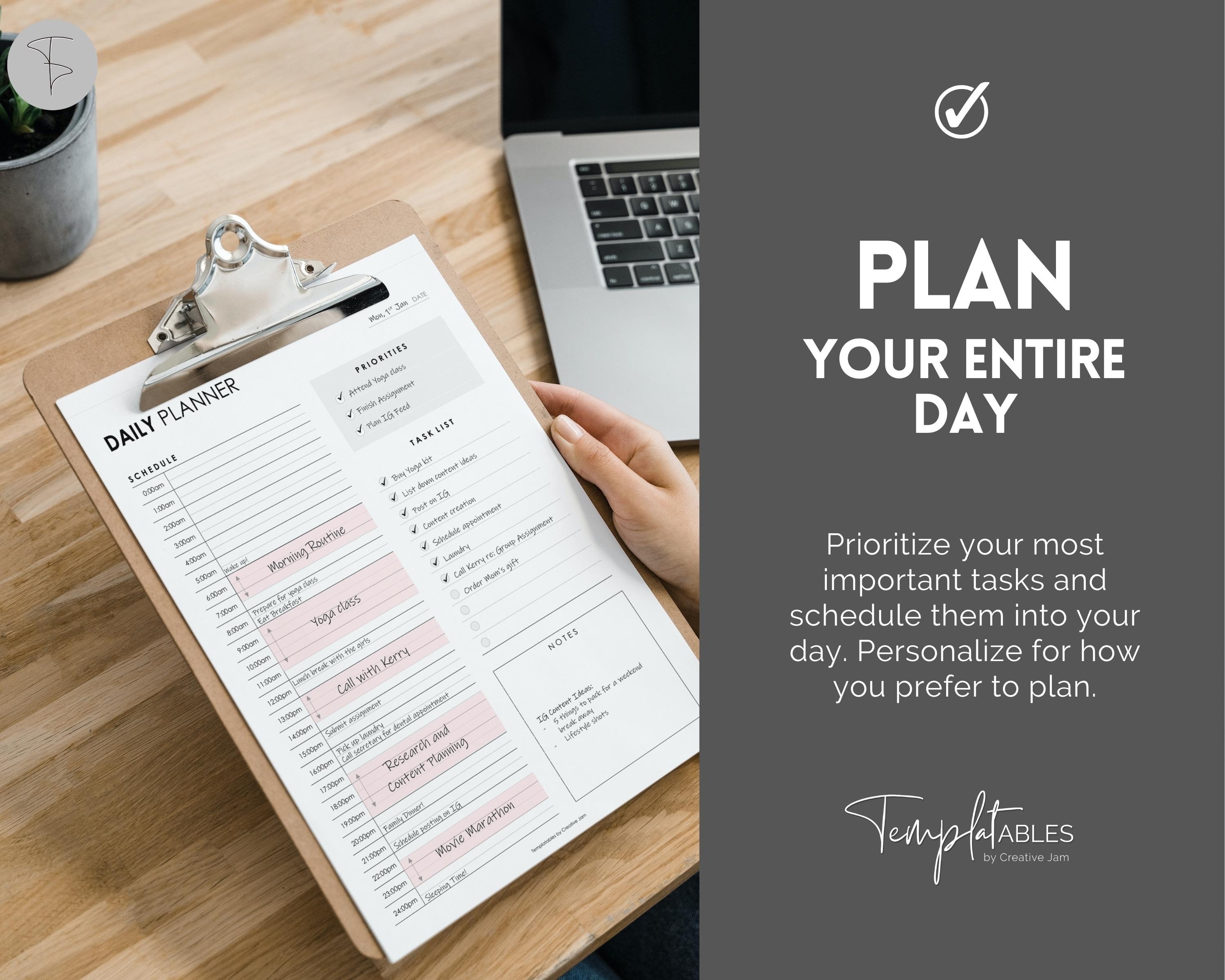 24 Hour Daily Planner EDITABLE Template Hourly Planner to - Etsy UK