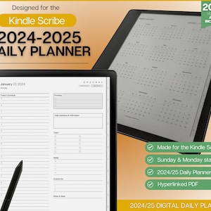 Ultimate 2024 DAILY Planner for Kindle Scribe, Hyperlinked Digital Planner, Kindle Scribe Templates, Calendar, Kindle Scribe 2025 Planner