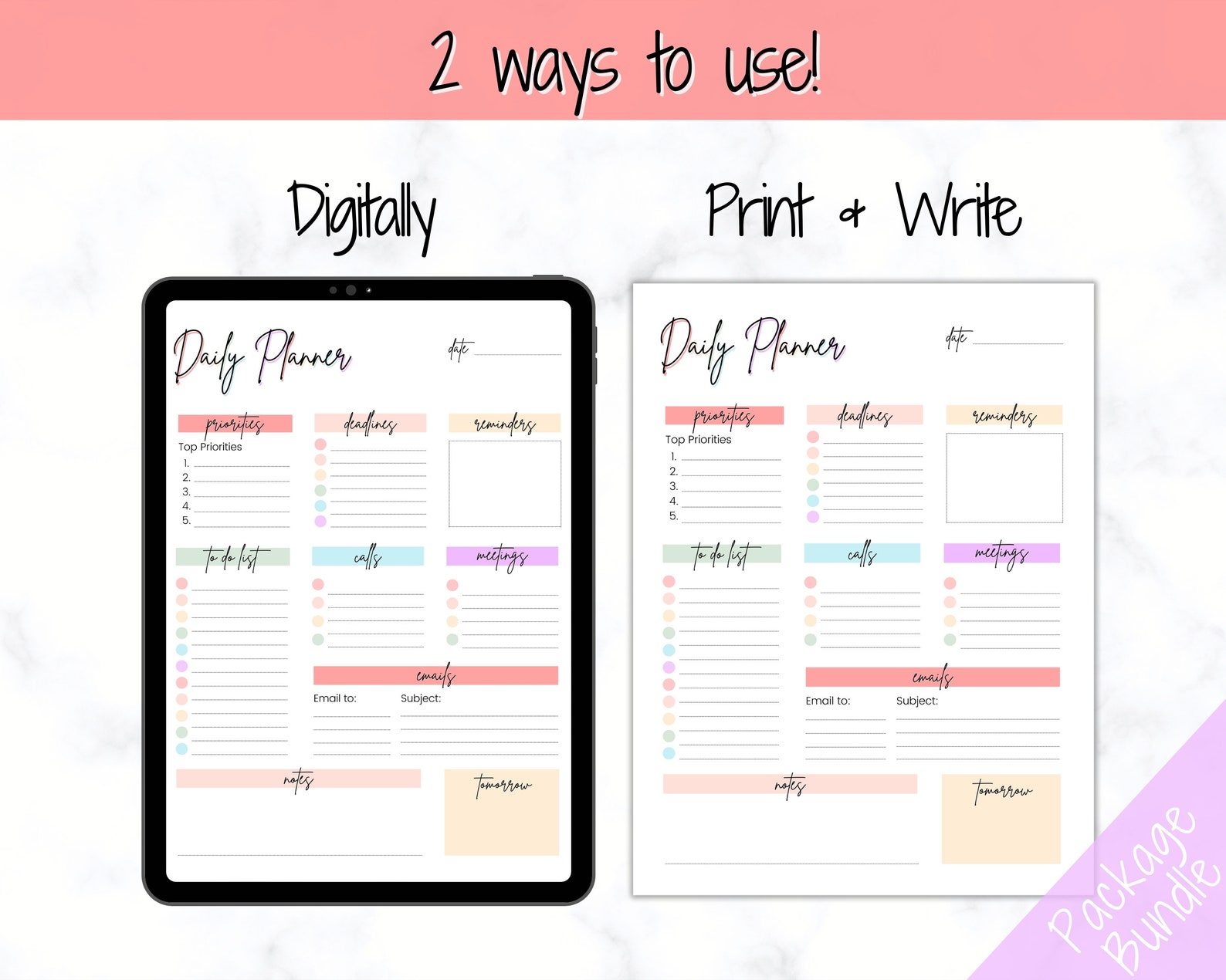 DAILY PLANNER PRINTABLE | to Do List | Printable Productivity Day ...