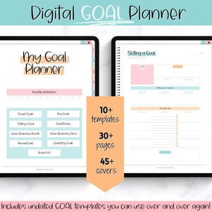 iPad Planner, Digital GOAL Planner, Undated Digital Goals Tracker, Goal Setting, Vision Board, SMART Goals, GoodNotes,  Journal, Habit, Life