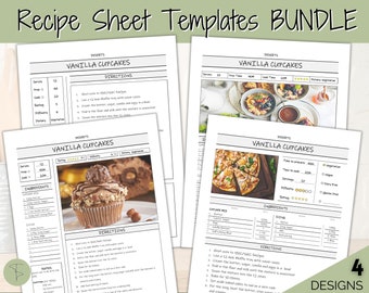 EDITABLE Recipe Sheet Template, Recipe Book template, Recipe Cards, Minimal Recipe Binder, 8.5x11 Printable Farmhouse, Food Planner Journal