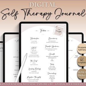 Self Therapy Journal, Digital Self-Therapy Workbook, CBT, Guided Journal Prompts, Worksheets, Shadow Work, Mindfulness, GoodNotes, iPad