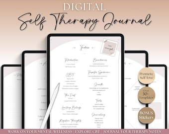 Self Therapy Journal, Digital Self-Therapy Workbook, CBT, Guided Journal Prompts, Worksheets, Shadow Work, Mindfulness, GoodNotes, iPad