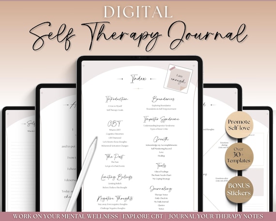 Self Therapy Journal, Digital Self-Therapy Workbook, CBT, Guided Journal Prompts, Worksheets, Shadow Work, Mindfulness, GoodNotes, iPad