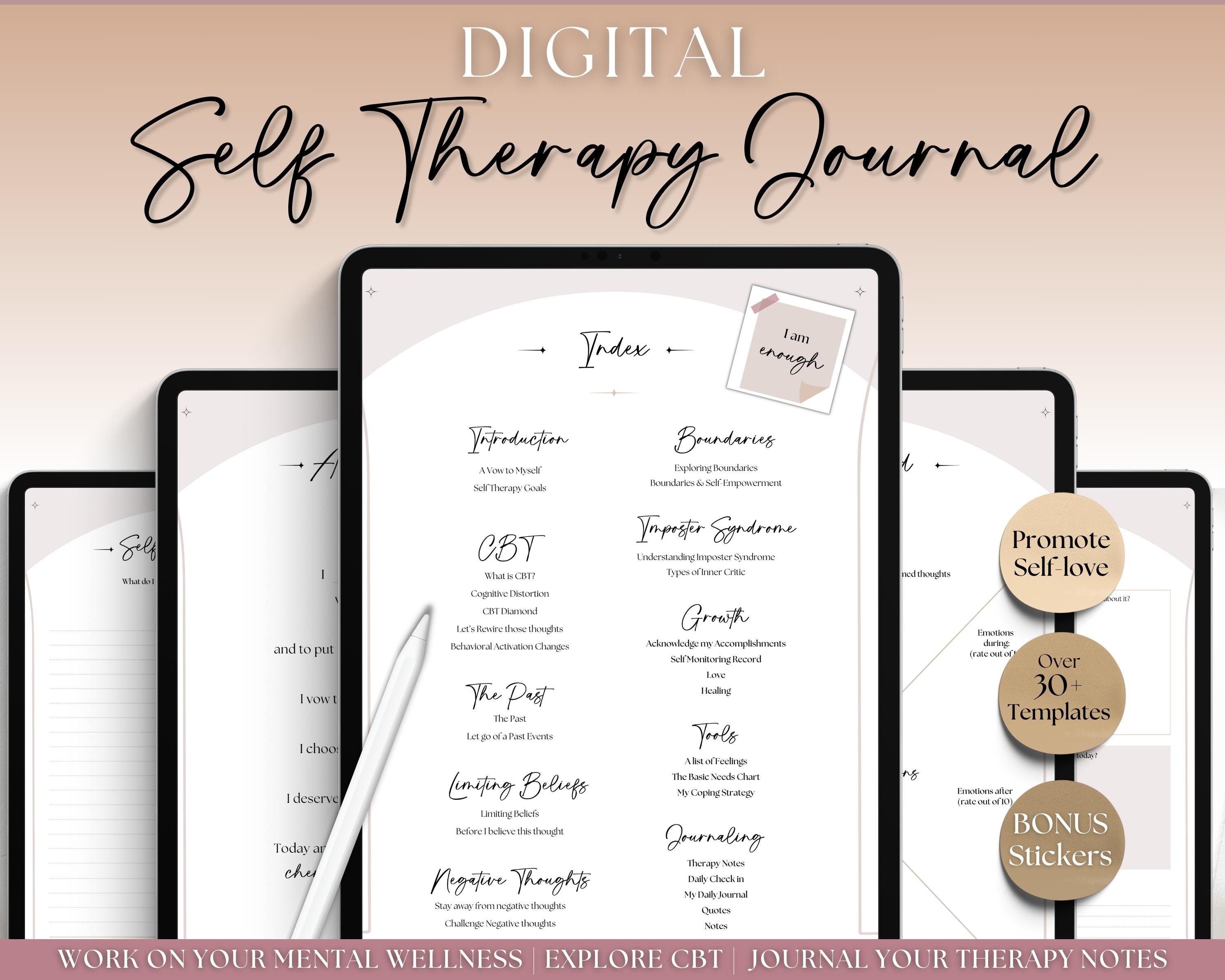 Self Therapy Journal, Digital Self-Therapy Workbook, CBT, Guided Journal Prompts, Worksheets, Shadow Work, Mindfulness, GoodNotes, iPad