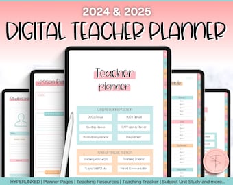 Digital Teacher Planner, 2024 & 2025 Academic Planner, Lesson Plan Template, iPad Planner, GoodNotes, Teaching, Substitute Report Templates