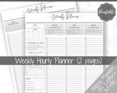 Weekly Planner Printable, Hourly Planner, Week on 2 pages WO2P, Weekly Schedule, Undated Planner, 2024 Weekly Organizer, To Do List