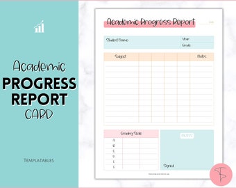 Homeschool Report Card, Printable Progress Report, Home School Academic Report Card Template, Record Keeping, Homeschool Planner, Teacher