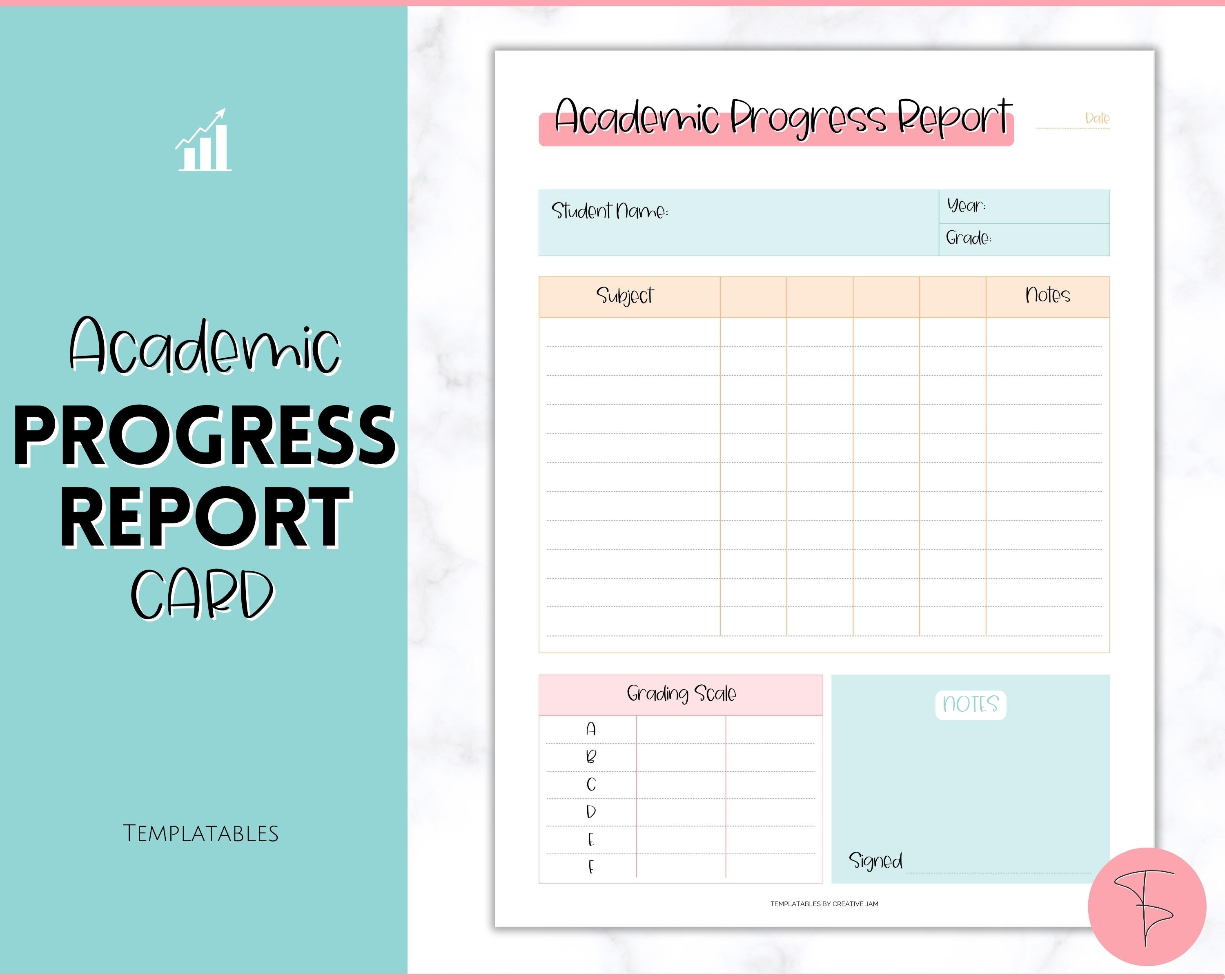 Homeschool Report Card Printable Progress Report Home School Etsy