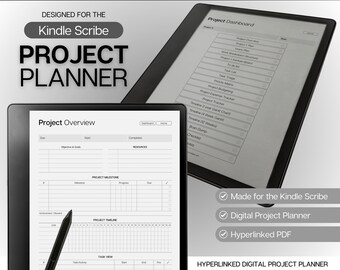 Project Planner, Template for Kindle Scribe, Project Tracker Management, Work Schedule, Business, Student Planner, Productivity, Gantt