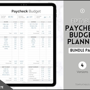 Budget by Paycheck Template, EDITABLE Paycheck Budget Planner, PDF Printable Budget Tracker, Finance Planner, Zero Based Budget Sheet Binder