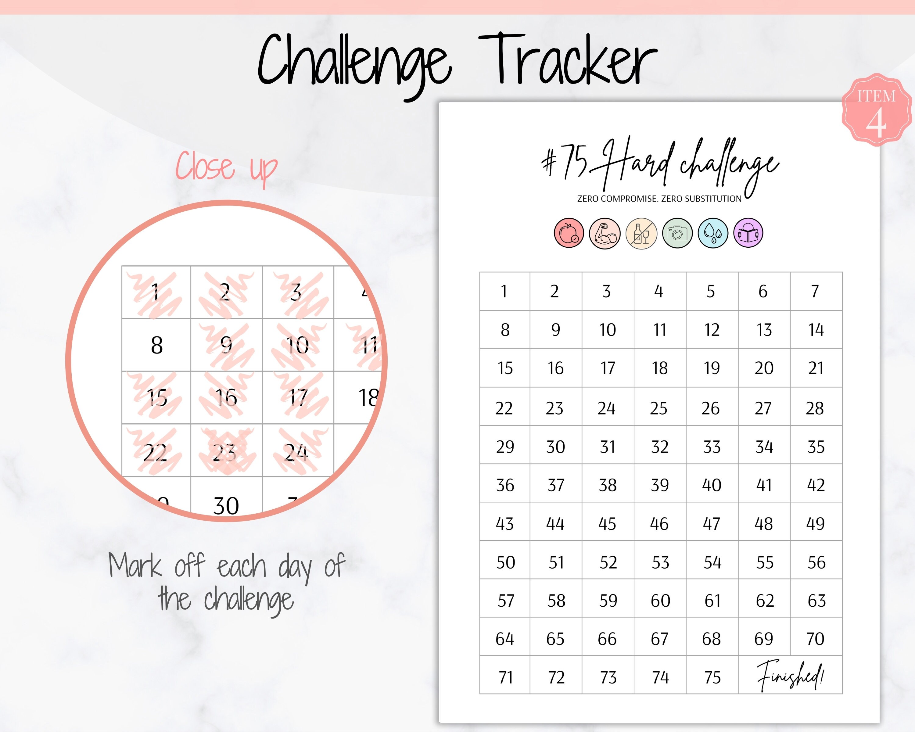 75 Hard Challenge Tracker Printable Habit Tracker BUNDLE | Etsy