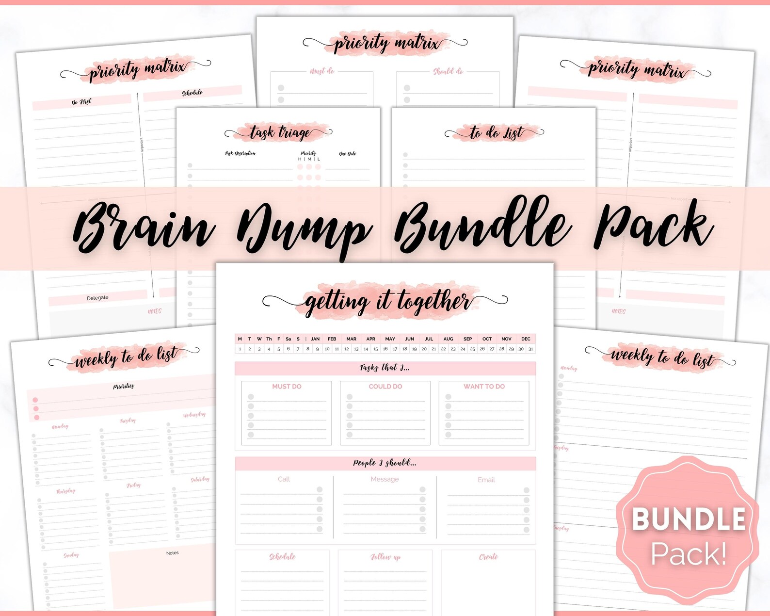 EDITABLE Brain Dump Template BUNDLE, to Do List Printable, ADHD Daily ...