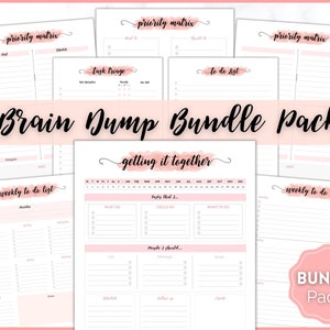 EDITABLE Brain Dump Template BUNDLE, To Do List Printable, ADHD Daily Planner, Productivity, Priority Matrix, Work Day, Thoughts Organizer