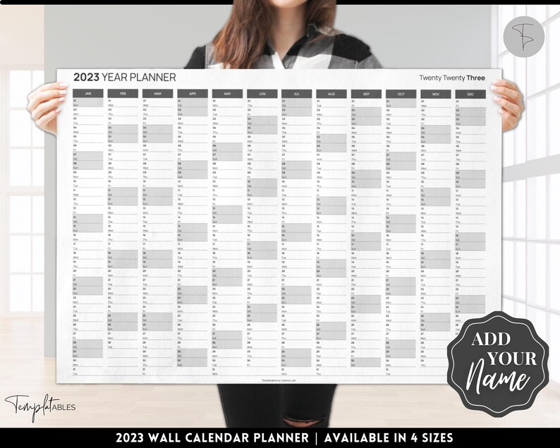 Printable 2023 Wall Calendar Large Yearly Calendar Etsy