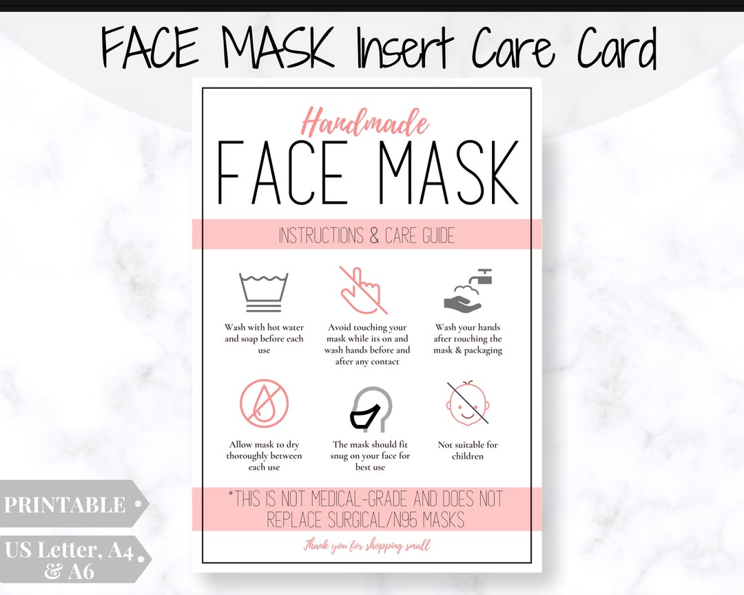 Face Mask LABEL CARE CARD, How to Handle Order Card, Face Mask